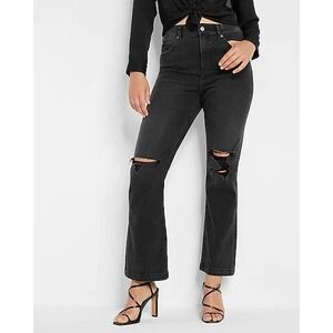 EXPRESS 90s Boot High Rise Distressed Black Denim Jeans Women Size 14R NWT‎